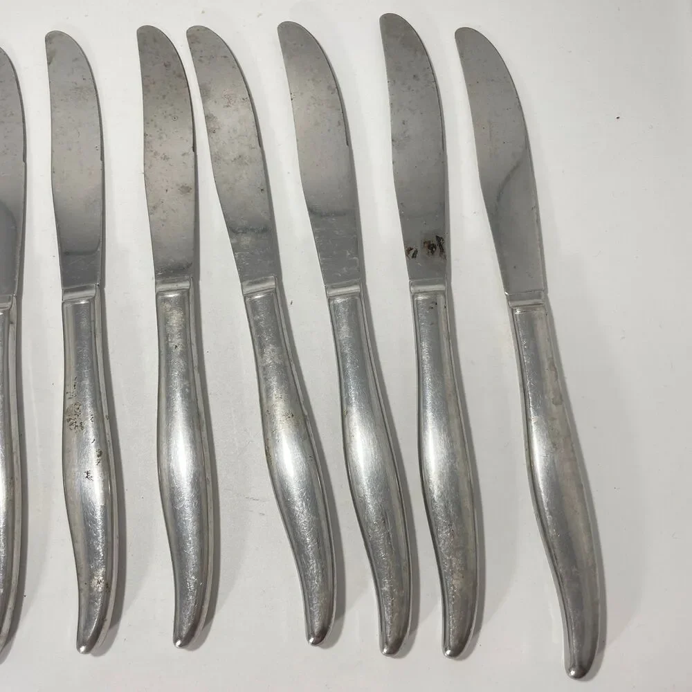 Lot of 9 Oneida Wm A Rogers Premier La Rose Stainless Dinner Knives 8.5”